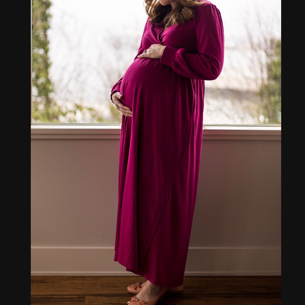 Ouges maxi maternity dress magenta